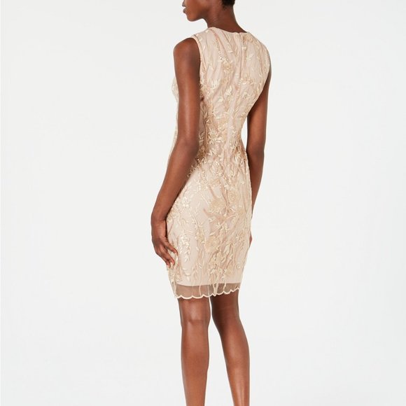 SOLD! Calvin Klein Sequin Embroidered Sheath Dress - Picture 3 of 6